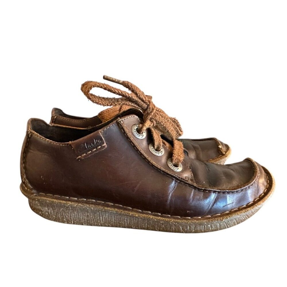 Clarks Artisan Funny Dream Shoes Brown Leather‎ Lace Up Shoe Womens US 7